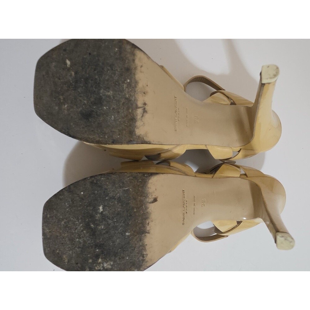 Saint Laurent YSL Tribute Platform Sandals – Nude Patent Leather – Size 37 - Picture 5 of 7